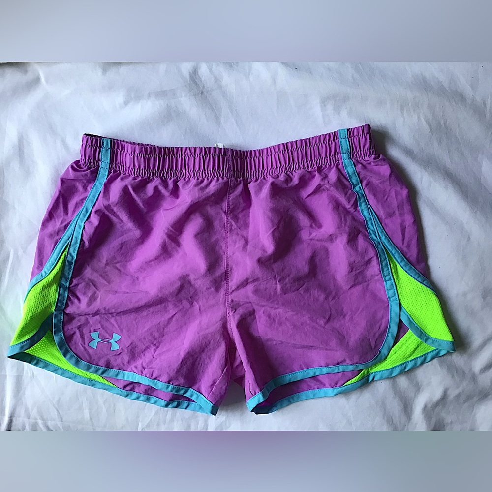 UNDER ARMOUR Active UA Fly-By Heat Gear Purple Running Gym Shorts